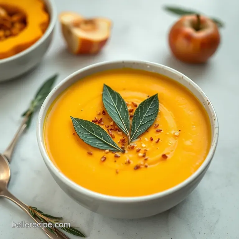 Creamy Butternut Squash Soup with Toasted Sage & Apple presentation