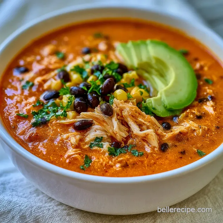 Creamy Chicken Tortilla Soup with Avocado