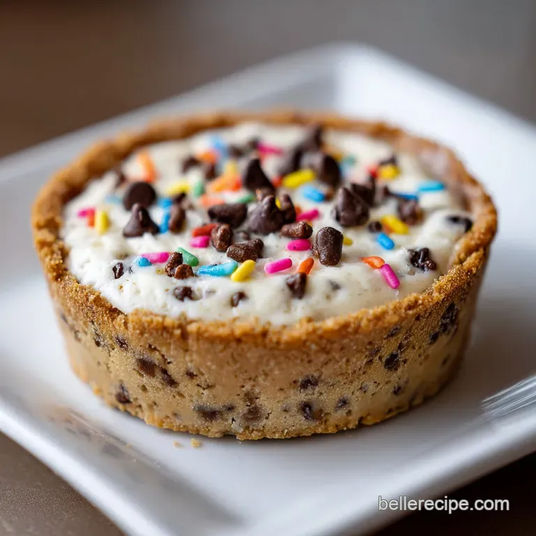 A scoop of smooth, pale dip in a clear bowl, adorned with a sprinkle of vibrant fruit.