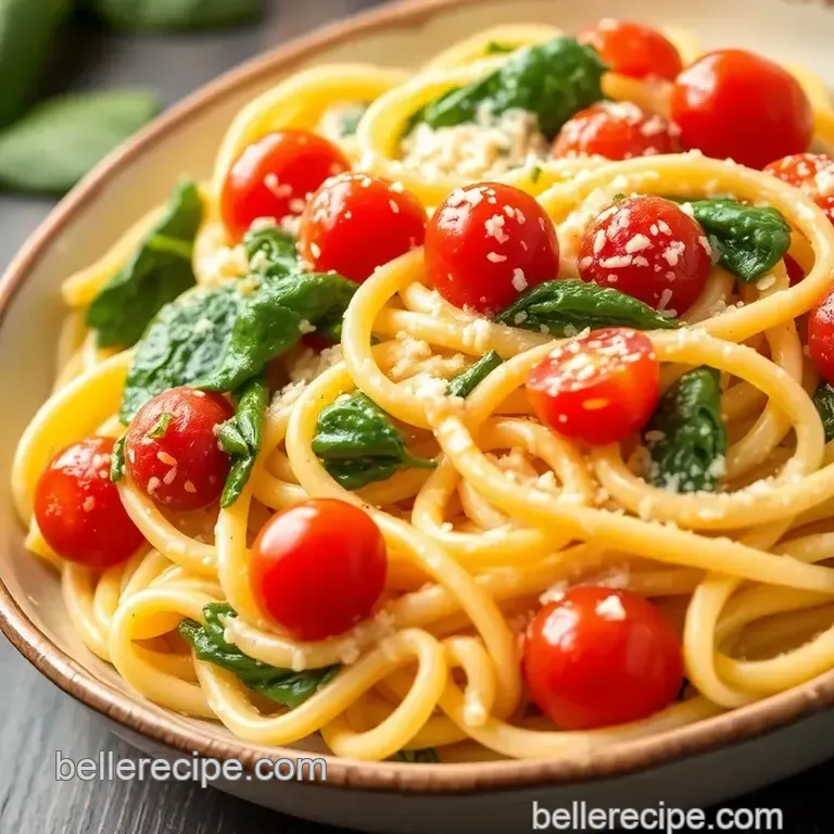 Creamy Fettuccine Weesie with Spinach Delight presentation