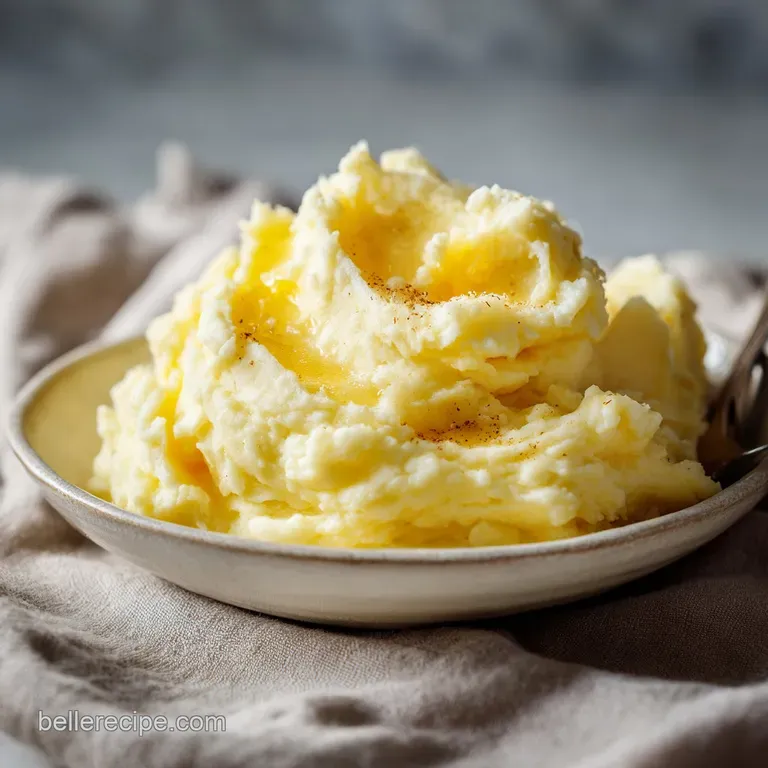 Elegant swirl of smooth mashed potatoes, garnished with snipped chives and a drizzle of olive oil on a white plate.