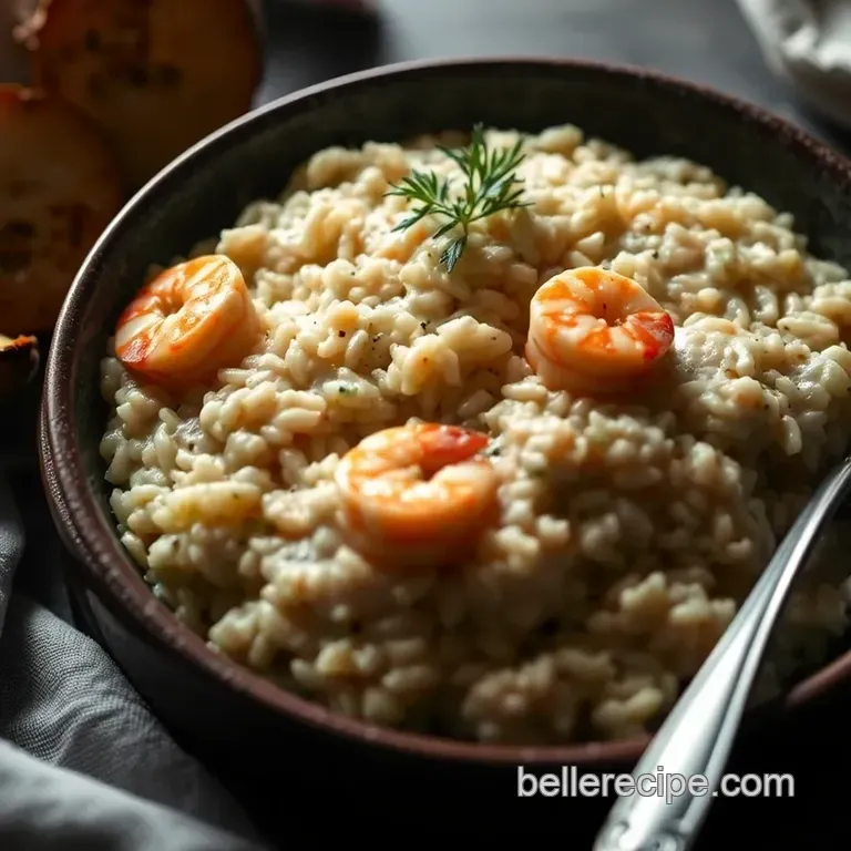 Creamy Seafood Risotto with Shrimp and Scallops presentation