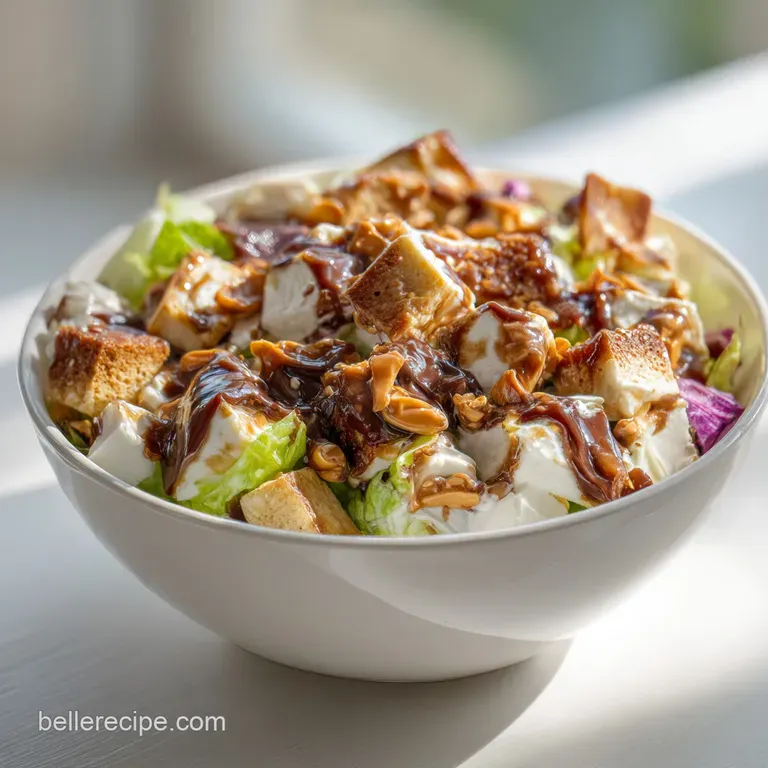 Elegant Snickers salad parfait in a tall glass; layers of cream, apples, chocolate, and peanuts create a textured dessert.