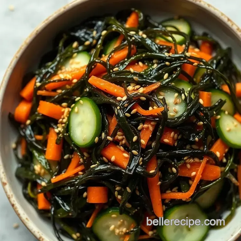 Crisp Seaweed Salad with Sesame Soy Dressing presentation