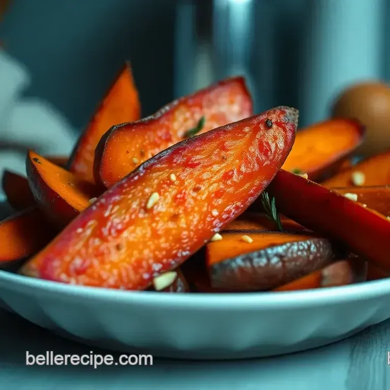 Crispy Roasted Red Sweet Potato Wedges with Thyme and Garlic