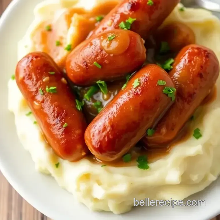 Crockpot Sausages with Creamy Mashed Potatoes presentation