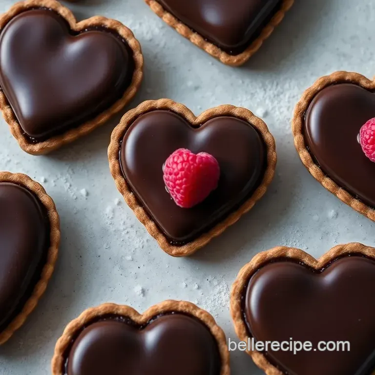 Decadent Chocolate Raspberry Heart Tarts presentation