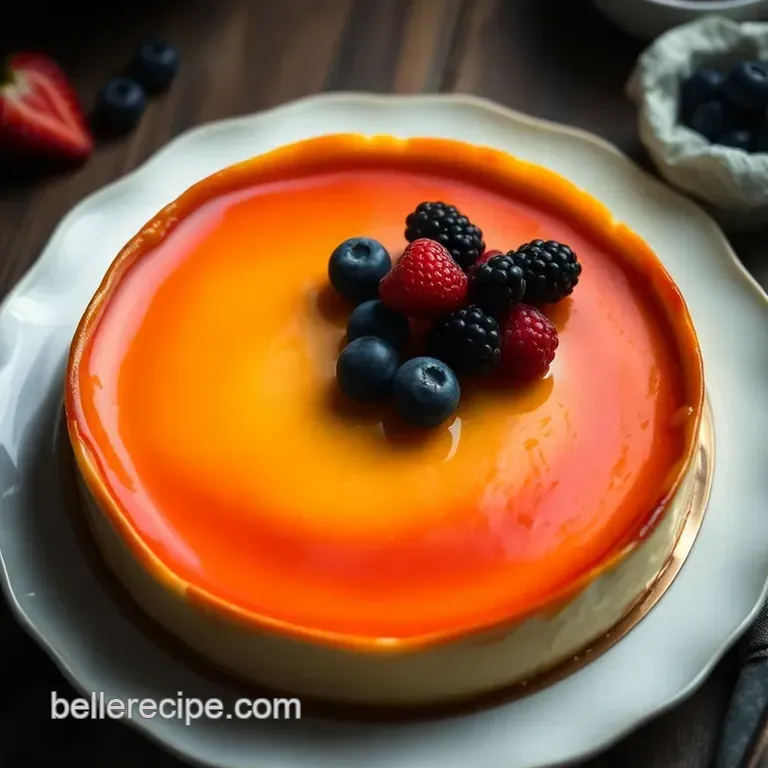 Decadent French Flan with Fresh Berries presentation