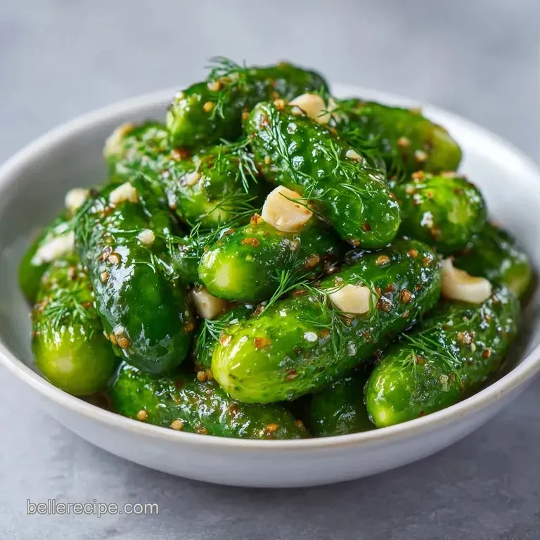 Crisp cucumber spears arranged on a white marble platter with fresh dill leaves and a dusting of coarse sea salt.