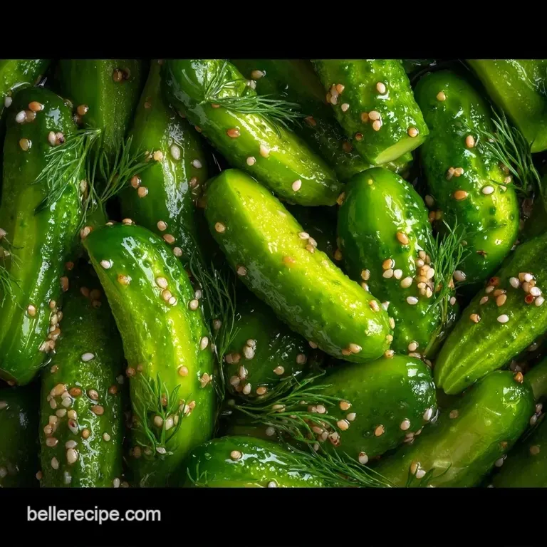 Neatly sliced cucumber rounds piled high on a white platter, garnished with fresh dill and cracked peppercorns.
