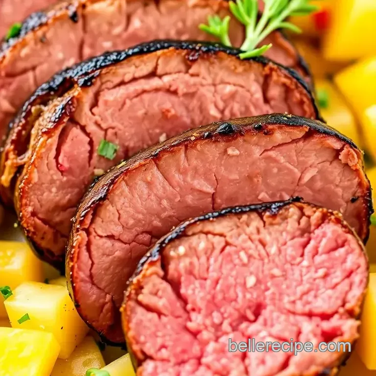 Easy pan seared tenderloin recipe paired with pineapple mango salsa: 5 Delicious Secrets! presentation