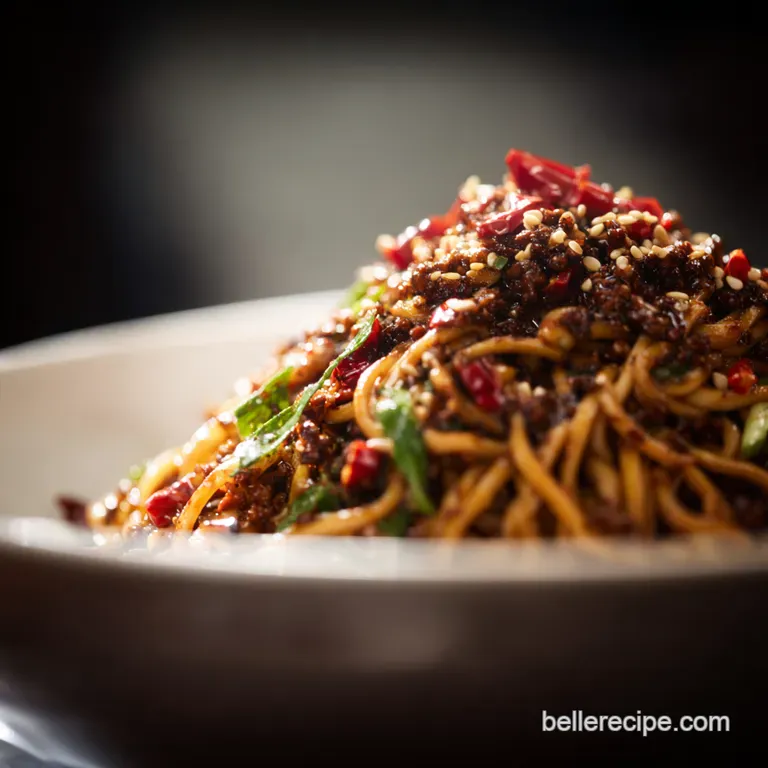 Fiery Sichuan Dan Dan Noodles presentation