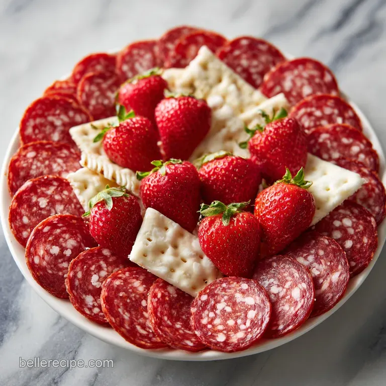 Symmetrical patterns of bright red peppers, white feta cubes, and indigo olives arranged on a rustic wooden board.