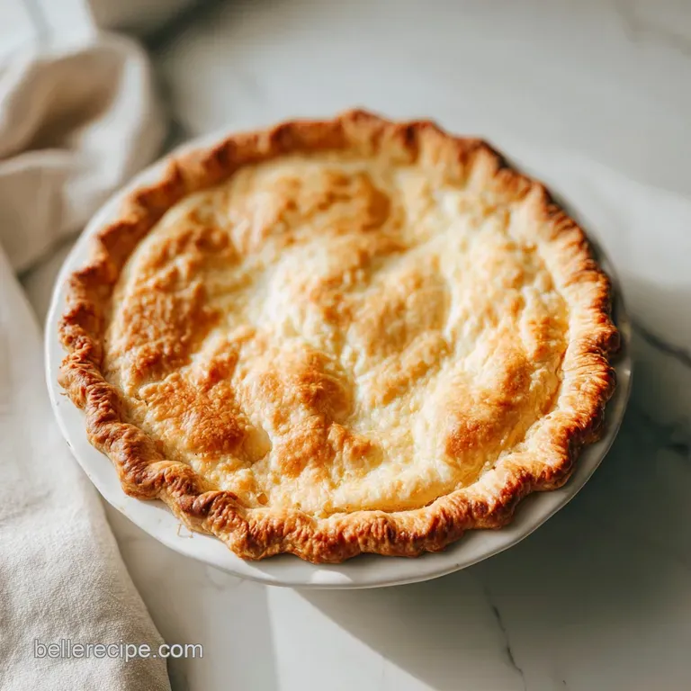 A slice of pie with a delicately crimped crust sits on a white plate. Steam rises to hint at the warm, buttery goodness.