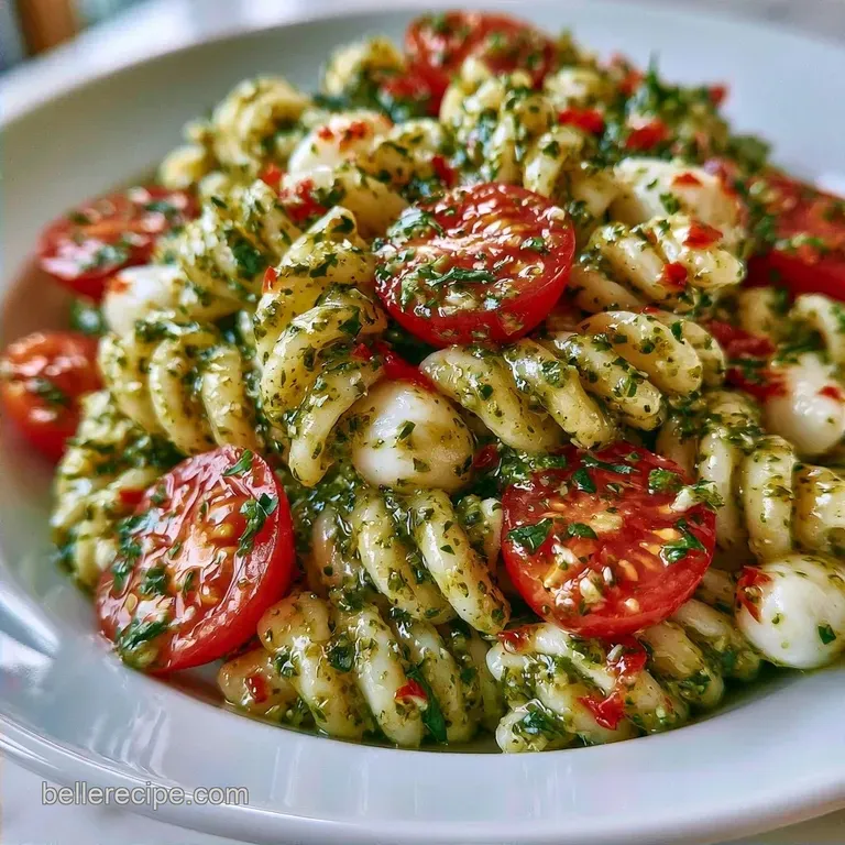 Four Ingredient Pasta Salad with Basil Pesto