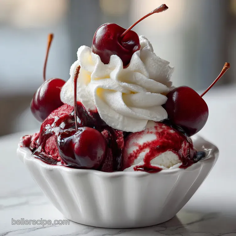 Tall glass of creamy frozen custard topped with whipped cream and a bright red cherry, inviting and perfectly chilled.