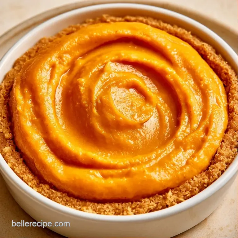 Elegant slice of creamy orange dessert on a white plate, topped with whipped cream and a dusting of cinnamon.