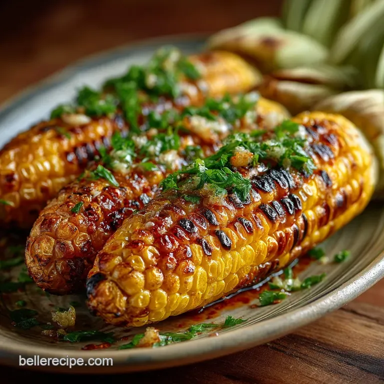 Summers Best Kept Secret Grilled Sweetcorn in the Husk with Smoky Chili Butter presentation