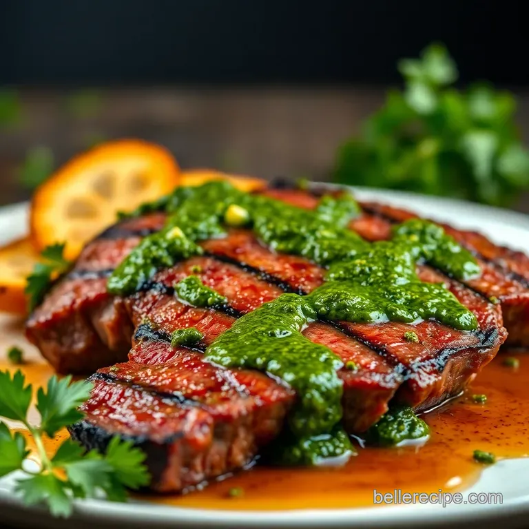 Grilled Skirt Steak with Chimichurri The Argentine Way presentation