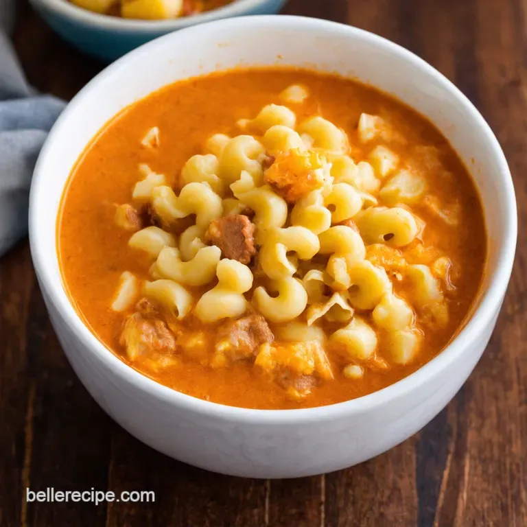 Hamburger Mac Soup Comfort in a Bowl presentation