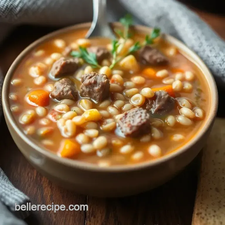 Hearty Beef and Barley Soup presentation