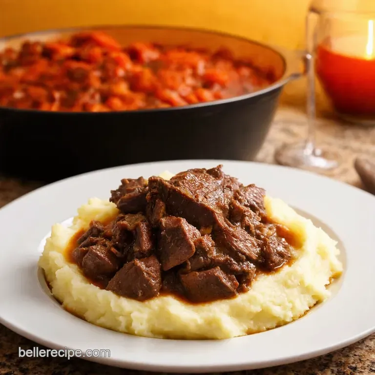 Hearty HomeStyle Pot Roast with Creamy Mashed Potatoes presentation