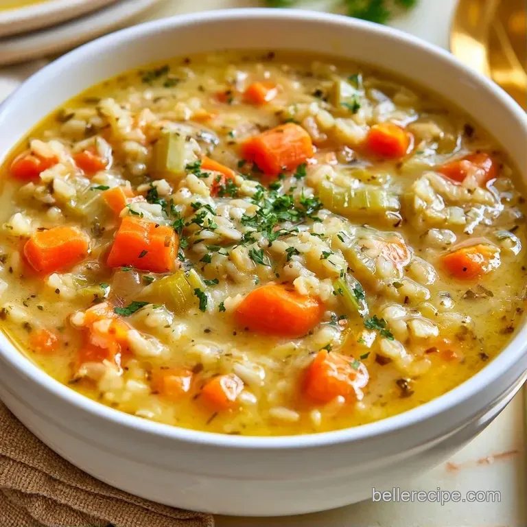 Steaming white bowl of golden broth and tender vegetables, garnished with fresh parsley on a crisp linen cloth.