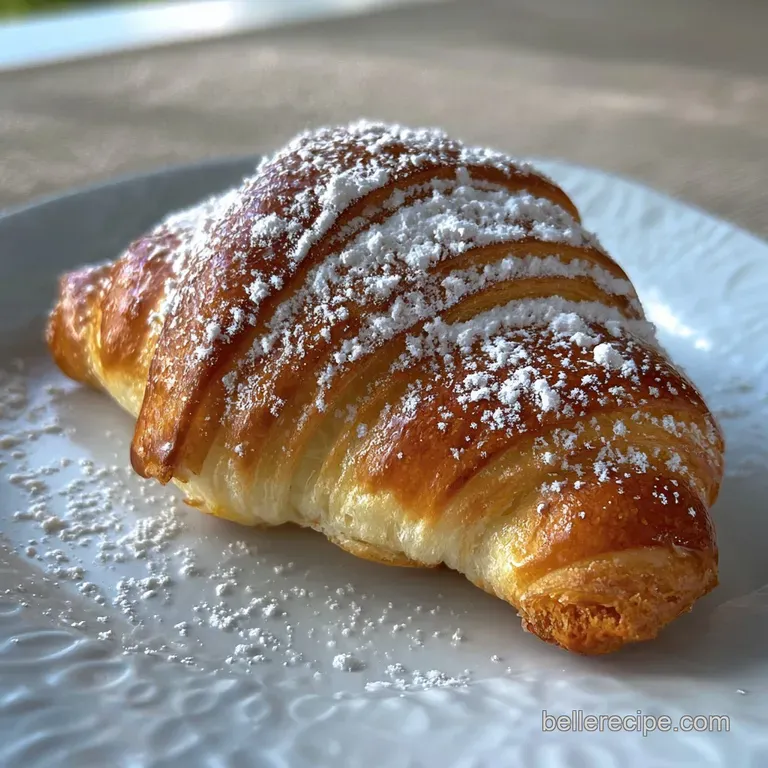 Elegant plate of freshly baked Gipfeli. The crescent-shaped pastries boast a rich, golden hue, inviting textures against a...
