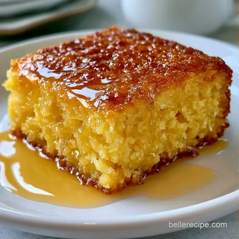 Warm square of golden bread topped with a pat of melting butter on a white ceramic plate beside a linen napkin.