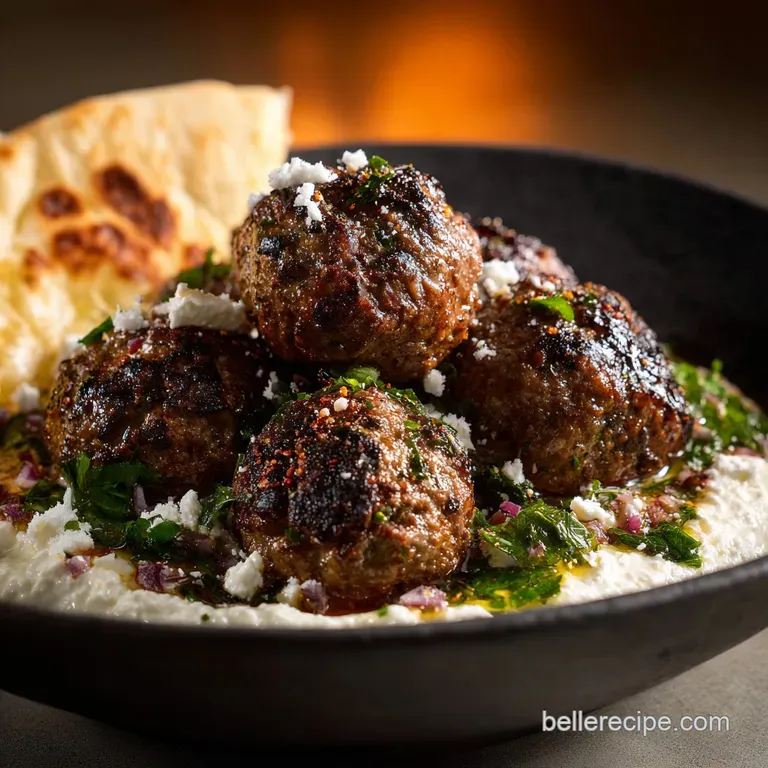 Ground Lamb Kofta with Creamy Whipped Feta and Zesty Mint Dressing