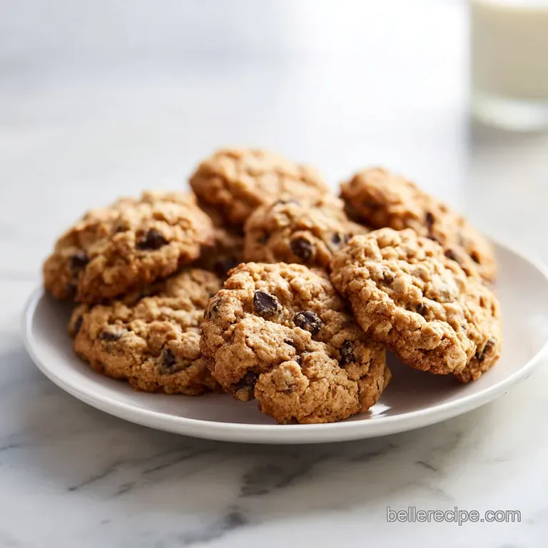 A stack of rustic cookies, dusted lightly with powdered sugar, on a simple white plate.