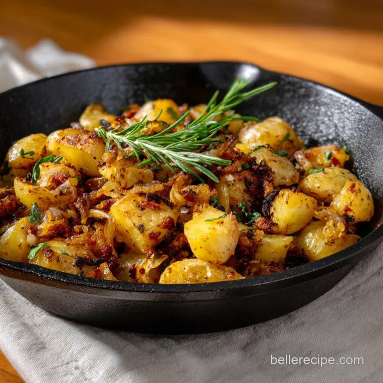 Plated corned beef hash; crispy potato crust, tender meat, and a sprinkle of fresh parsley garnish the rustic dish.