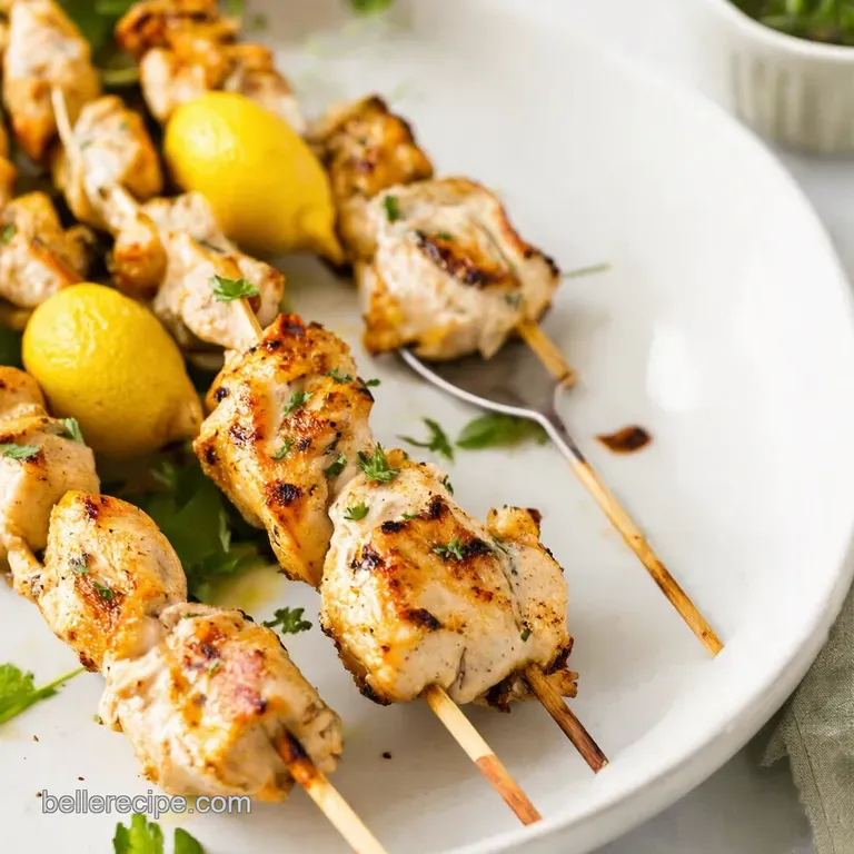 Lemon Herb recipe chicken skewers with Tzatziki Drizzle