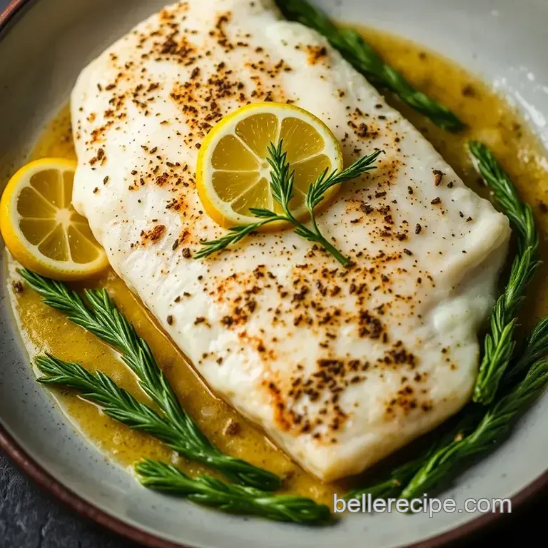 Lemon Herb Pan-Seared Flounder with Garlic Butter Sauce presentation
