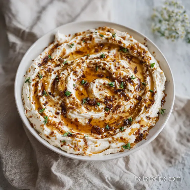 Elegant ramekin of French onion dip with a sprinkle of parsley. Golden chips cascade down, inviting dipping, alongside cru...