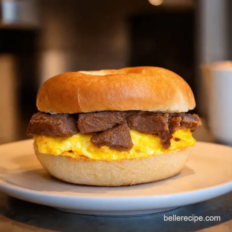 Mcdonalds Steak Egg Cheese Bagel presentation