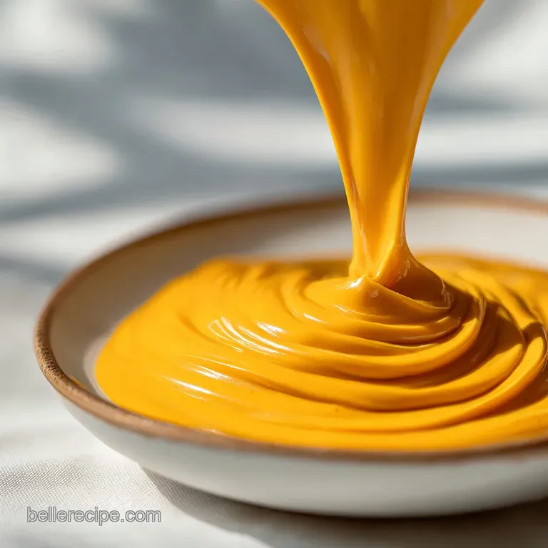 Creamy, vibrant yellow nacho cheese sauce drizzled artfully over crispy tortilla chips with fresh jalape&ntilde;os and cilantro s...