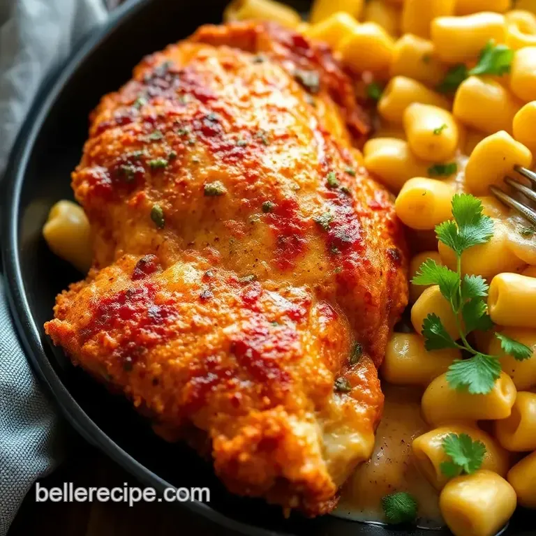 Nashville Spicy Chicken with Creamy Macaroni & Cheese presentation