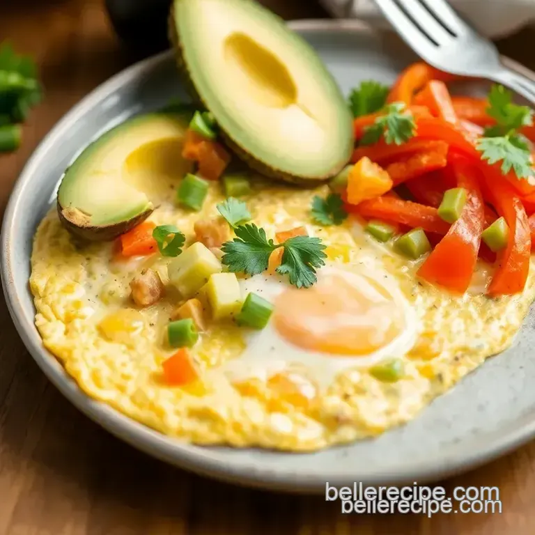 Omlet with Bell Peper and Avacodp presentation