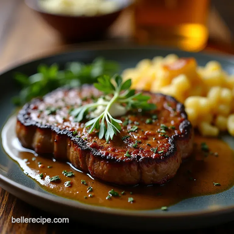 Panseared Hanger Steak with Herb Butter Balsamic Glaze presentation