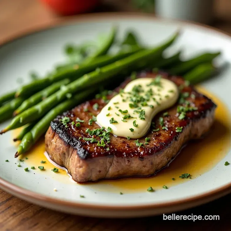PanSeared Hanger Steak with Herb Butter Balsamic Glaze