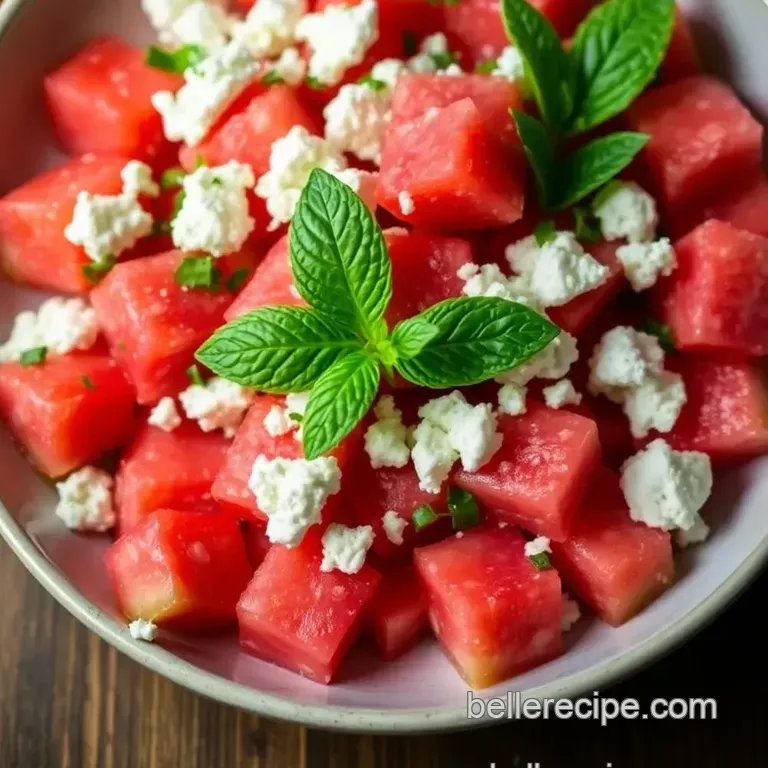 Refreshing Watermelon Feta Salad with Mint presentation