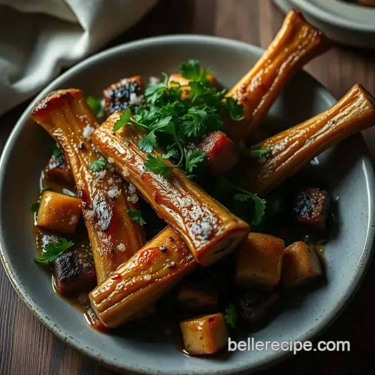 Rich and Savory Roasted Bone Marrow with Parsley Salad presentation