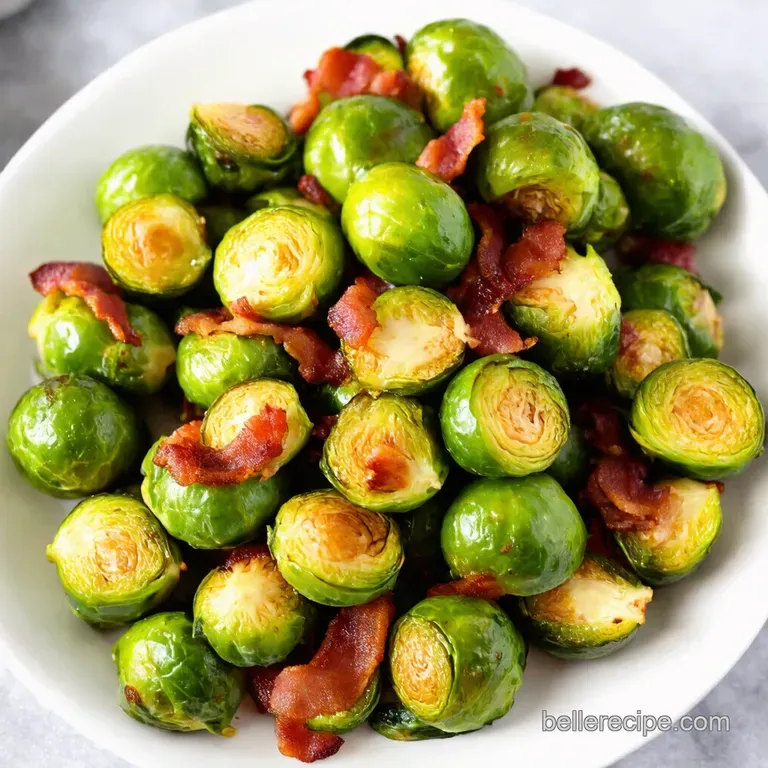 Roasted Brussels Sprouts with Crispy Bacon and Balsamic Glaze