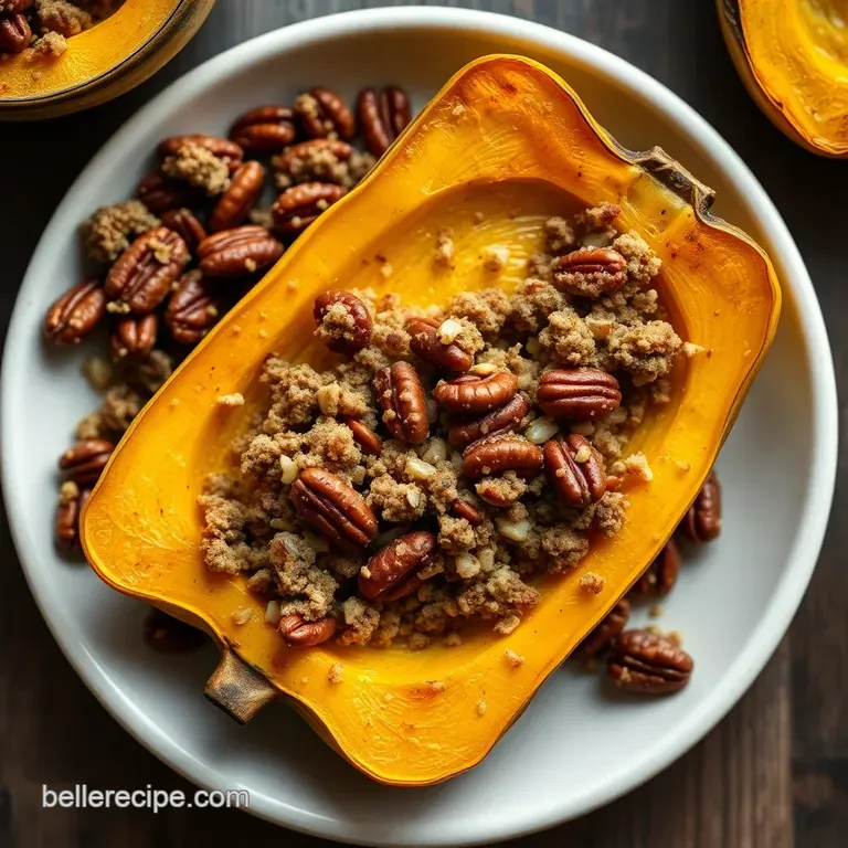 Roasted Delicata Squash with Maple-Pecan Crumble presentation