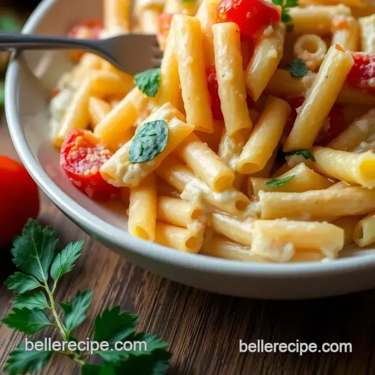 Sautéed Pasta with Creamy Indulgence Sauce presentation