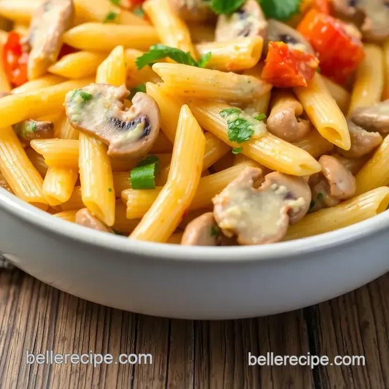 Sautéed Pasta Weesie in Creamy Sauce presentation