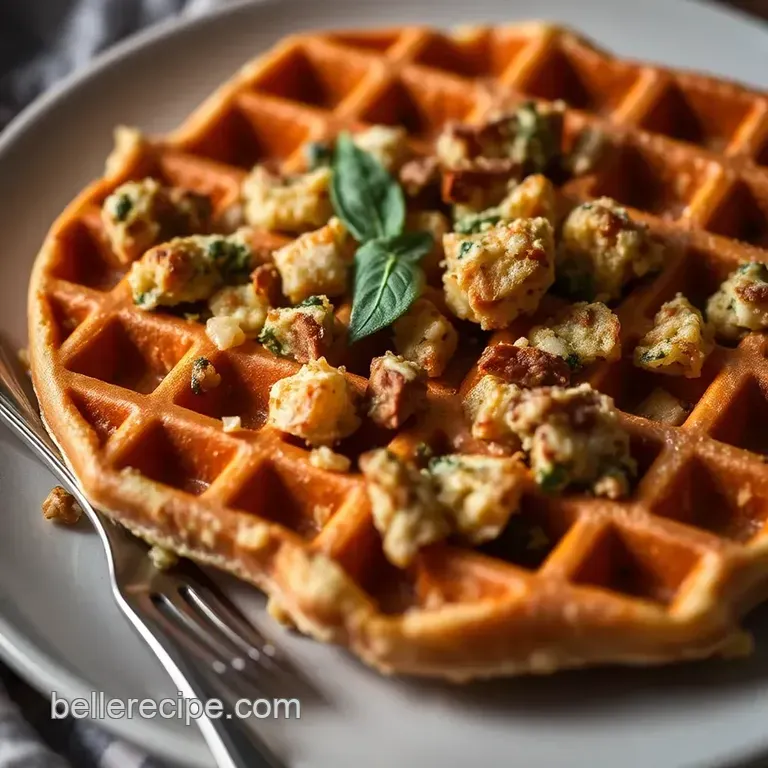 Savory Stuffing Waffles with Sage and Parmesan presentation