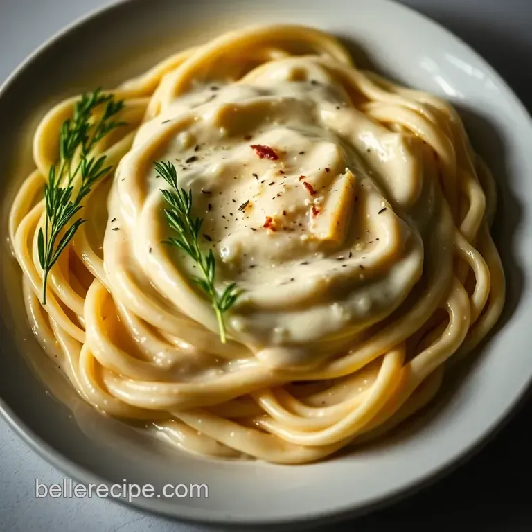 Silky Garlic Parmesan Cream Sauce presentation