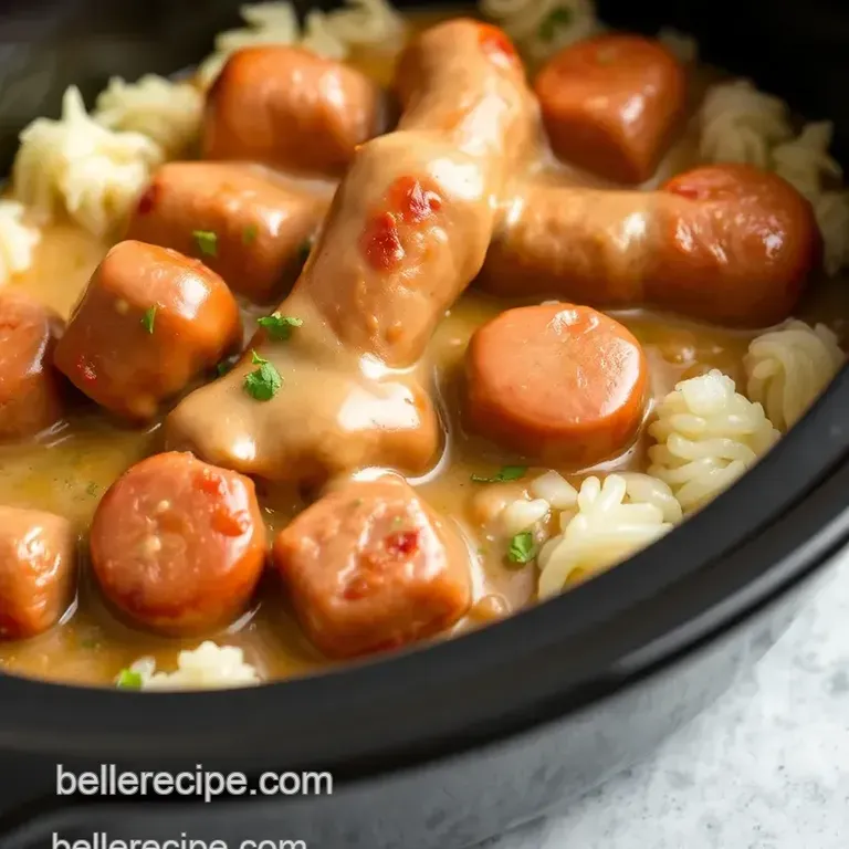Slow Cooker Sausages with Creamy Gravy presentation
